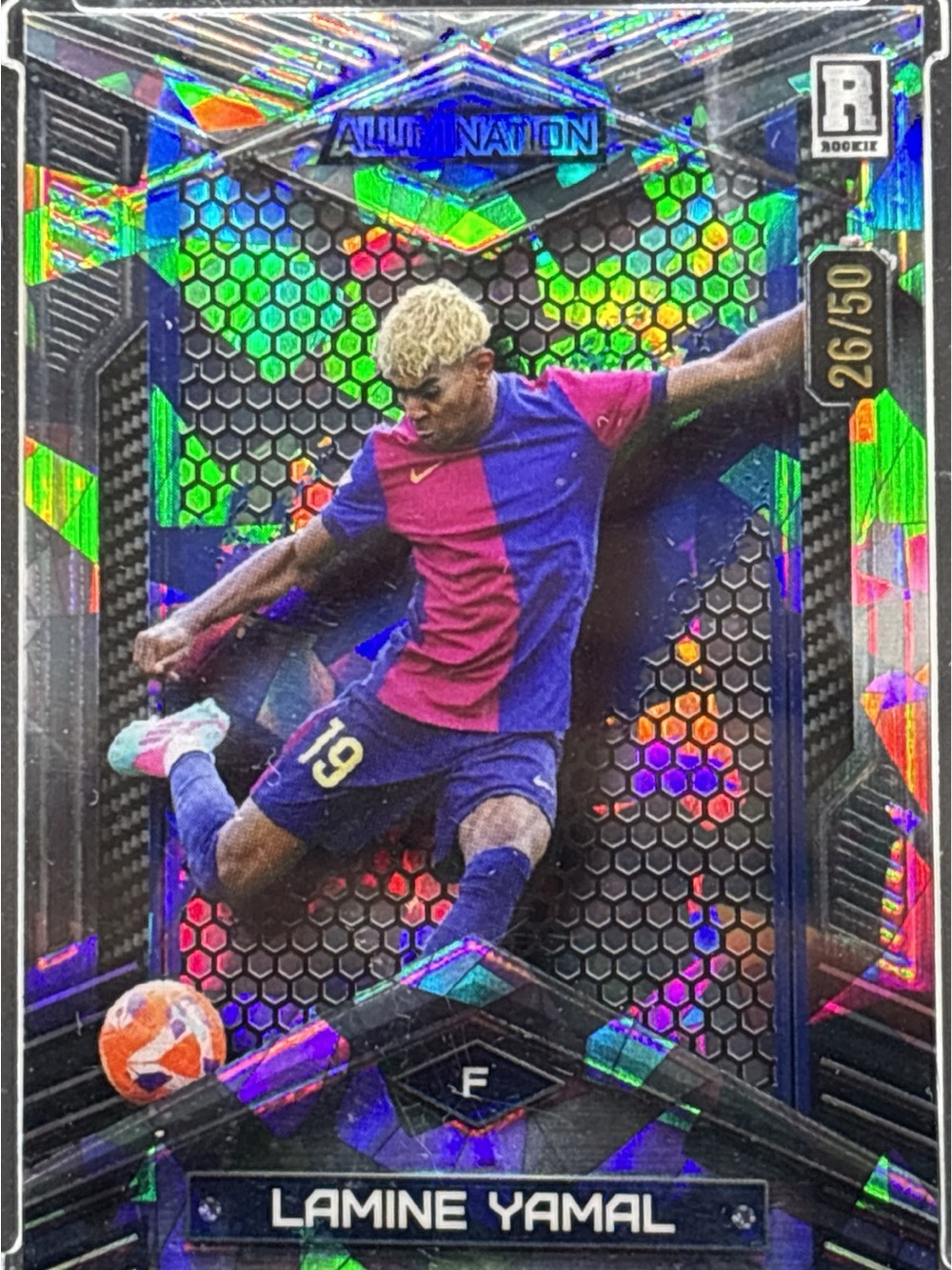 Wild Card Lamine Yamal Holographic Rookie Soccer Trading Card LE 26/50